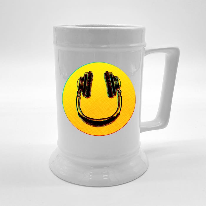 Headphones Smiley Front & Back Beer Stein