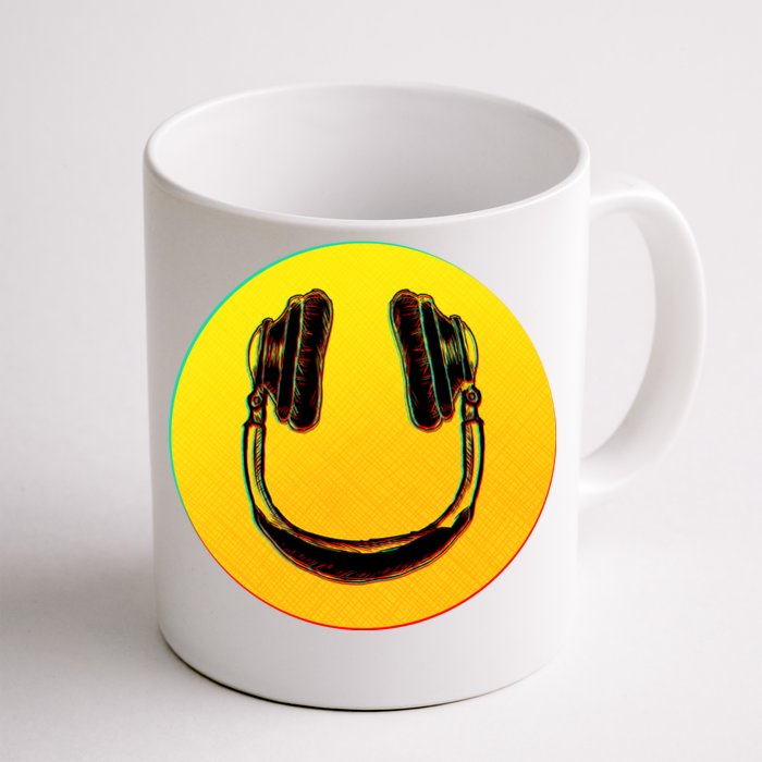 Headphones Smiley Front & Back Coffee Mug