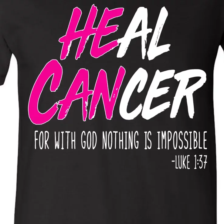 Heal Breast Cancer With God V-Neck T-Shirt