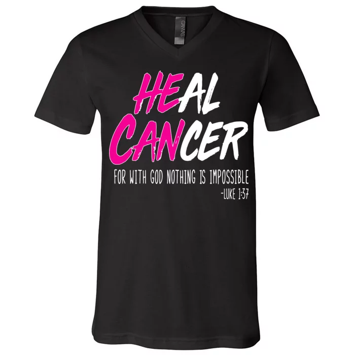 Heal Breast Cancer With God V-Neck T-Shirt