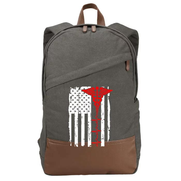 Healthcare Front line US Flag Cotton Canvas Backpack