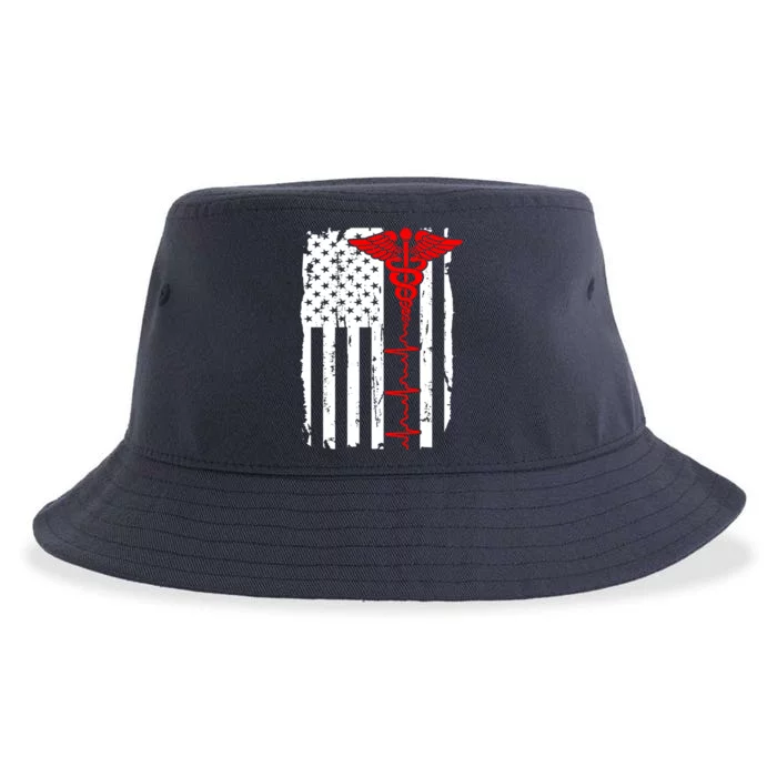 Healthcare Front line US Flag Sustainable Bucket Hat