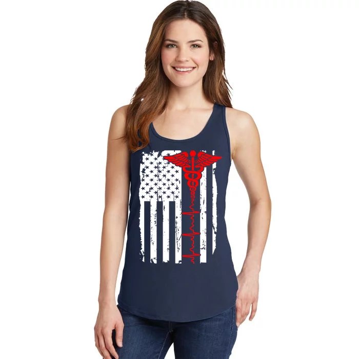 Healthcare Front line US Flag Ladies Essential Tank