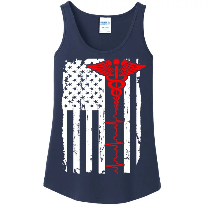 Healthcare Front line US Flag Ladies Essential Tank