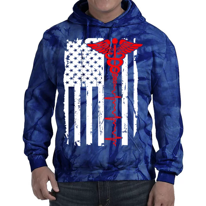 Healthcare Front line US Flag Tie Dye Hoodie