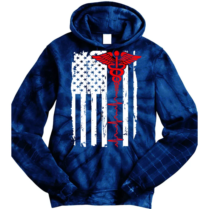 Healthcare Front line US Flag Tie Dye Hoodie