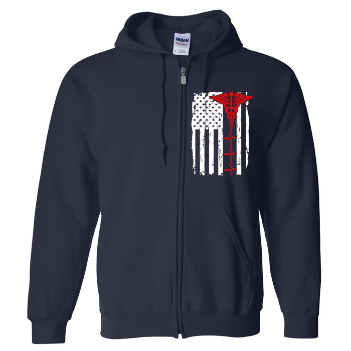 Healthcare Front line US Flag Full Zip Hoodie