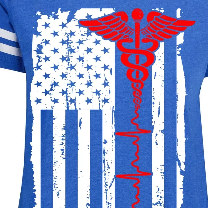 Healthcare Front line US Flag Enza Ladies Jersey Football T-Shirt