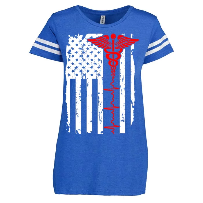 Healthcare Front line US Flag Enza Ladies Jersey Football T-Shirt