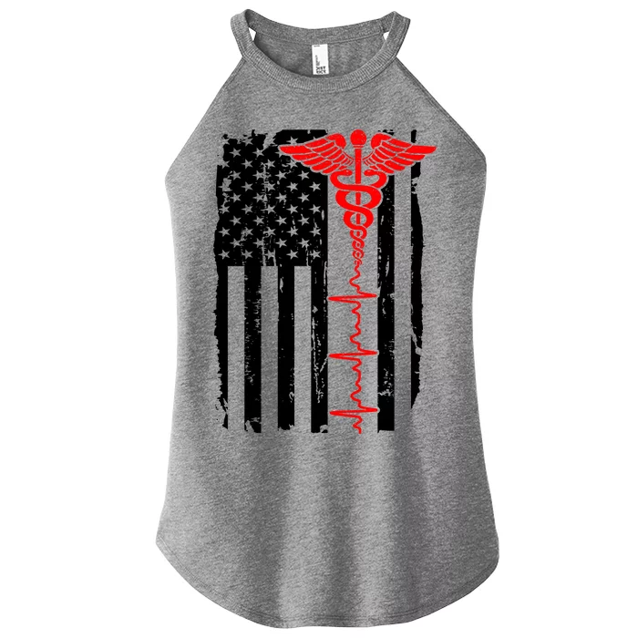 Healthcare Front line US Flag Women’s Perfect Tri Rocker Tank