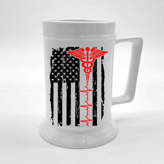 Healthcare Front line US Flag Front & Back Beer Stein