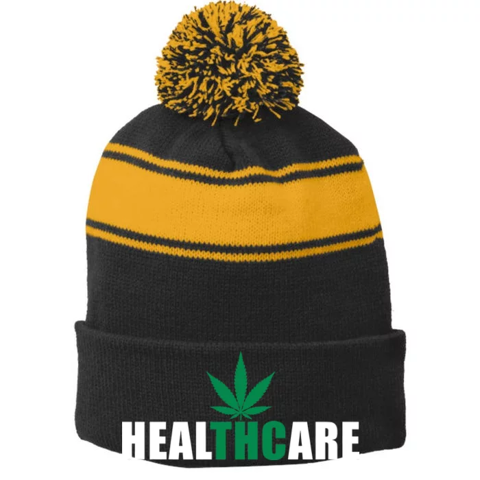 Healthcare Medical Marijuana Weed Stripe Pom Pom Beanie