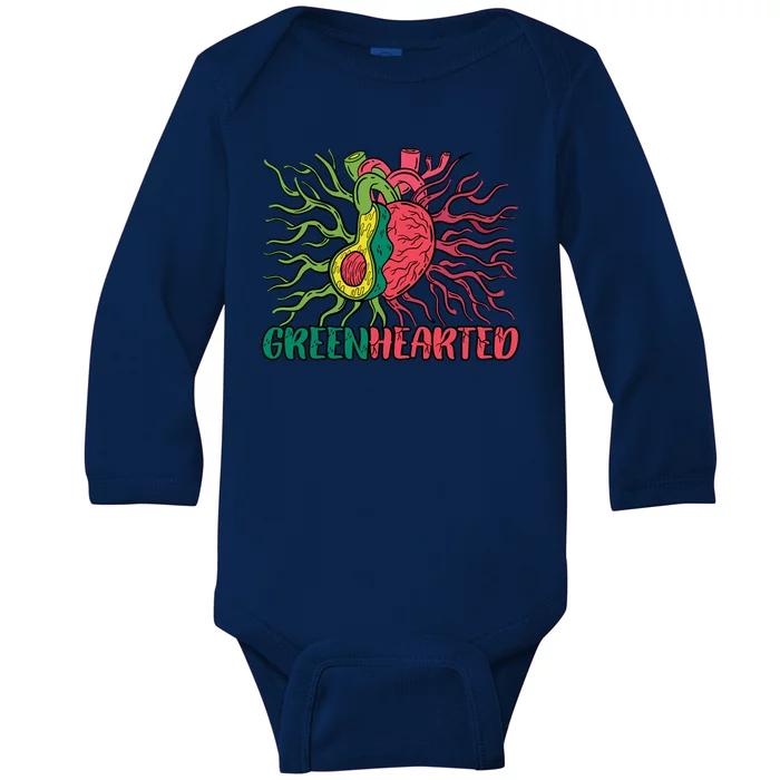 Heart And Avocado Baby Long Sleeve Bodysuit