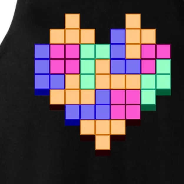 Heart Block Game Valentine's Day Gamer Love Ladies Tri-Blend Wicking Tank