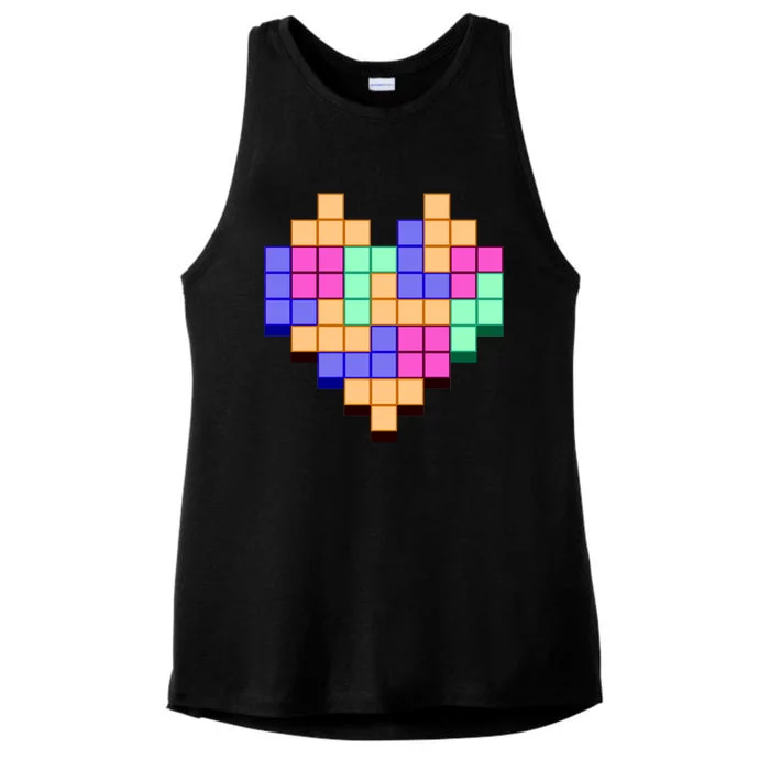 Heart Block Game Valentine's Day Gamer Love Ladies Tri-Blend Wicking Tank