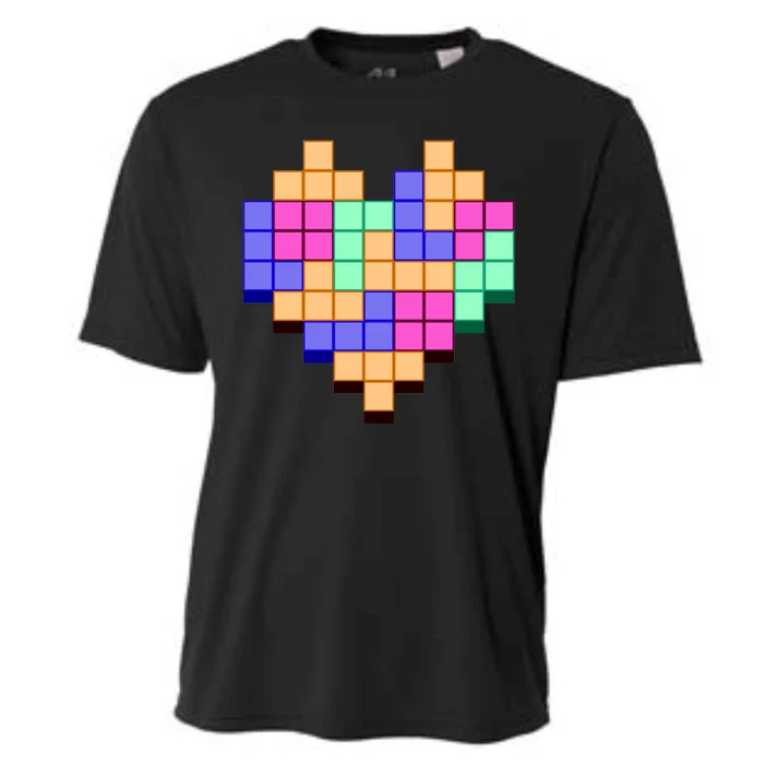 Heart Block Game Valentine's Day Gamer Love Cooling Performance Crew T-Shirt