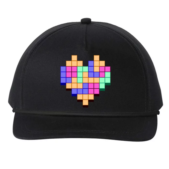 Heart Block Game Valentine's Day Gamer Love Snapback Five-Panel Rope Hat