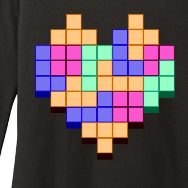 Heart Block Game Valentine's Day Gamer Love Womens CVC Long Sleeve Shirt