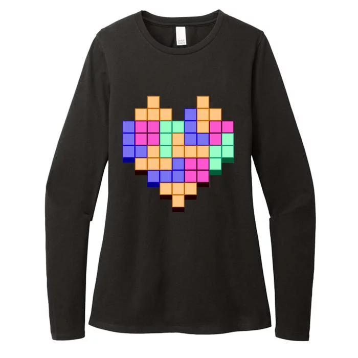 Heart Block Game Valentine's Day Gamer Love Womens CVC Long Sleeve Shirt