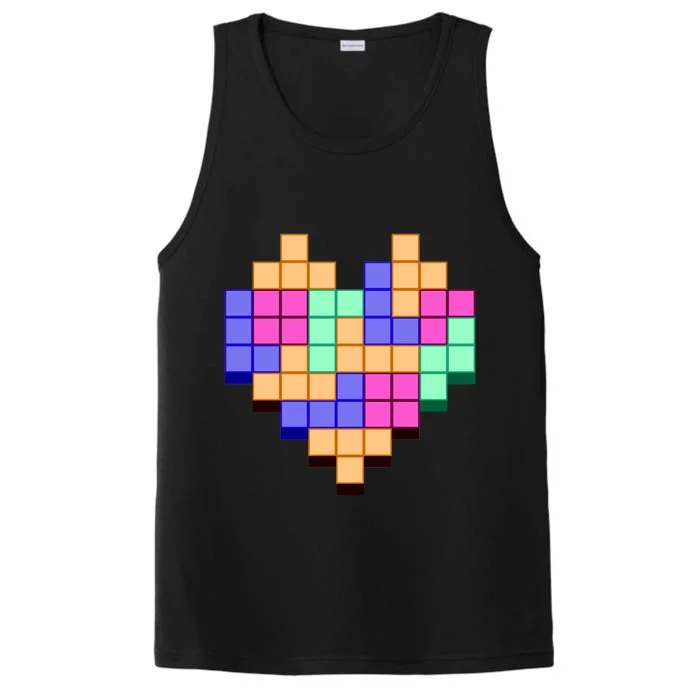 Heart Block Game Valentine's Day Gamer Love Performance Tank