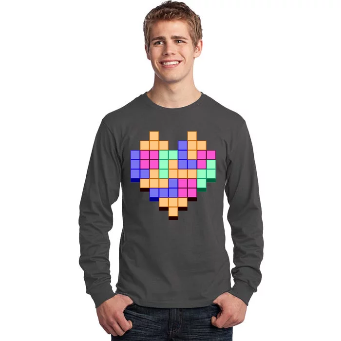 Heart Block Game Valentine's Day Gamer Love Tall Long Sleeve T-Shirt