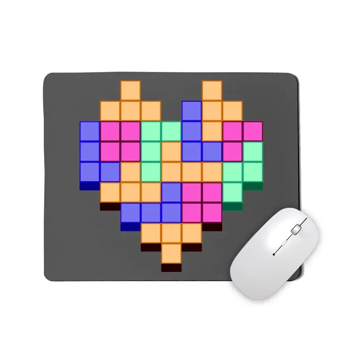 Heart Block Game Valentine's Day Gamer Love Mousepad