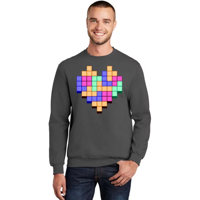 Heart Block Game Valentine's Day Gamer Love Tall Sweatshirt