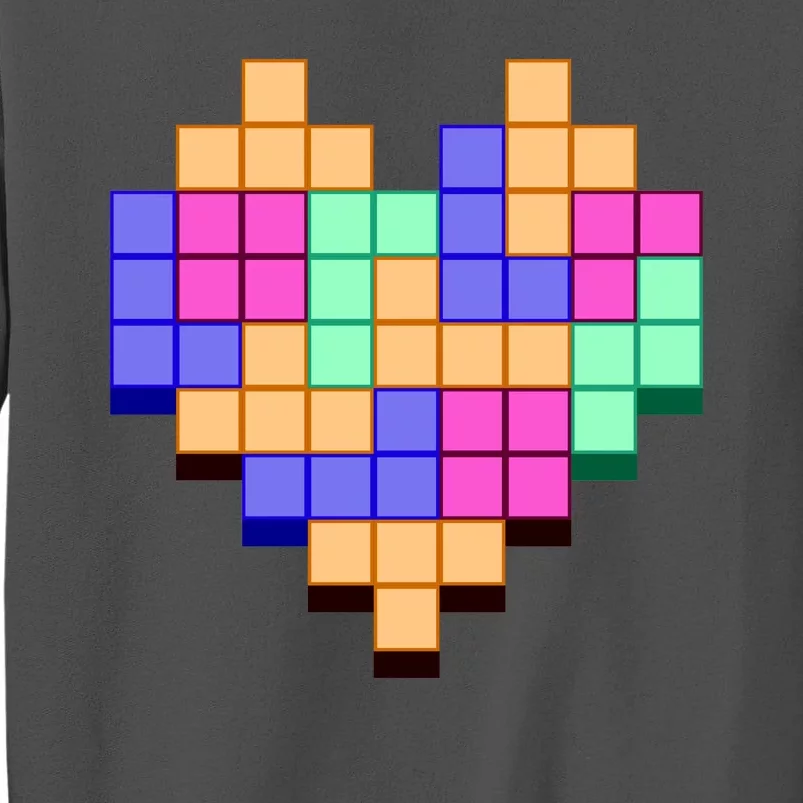 Heart Block Game Valentine's Day Gamer Love Tall Sweatshirt