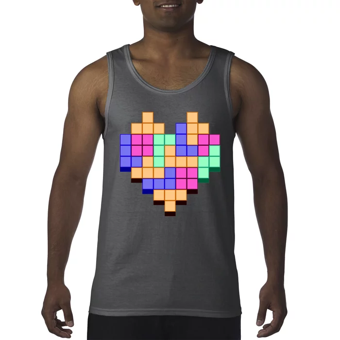 Heart Block Game Valentine's Day Gamer Love Tank Top