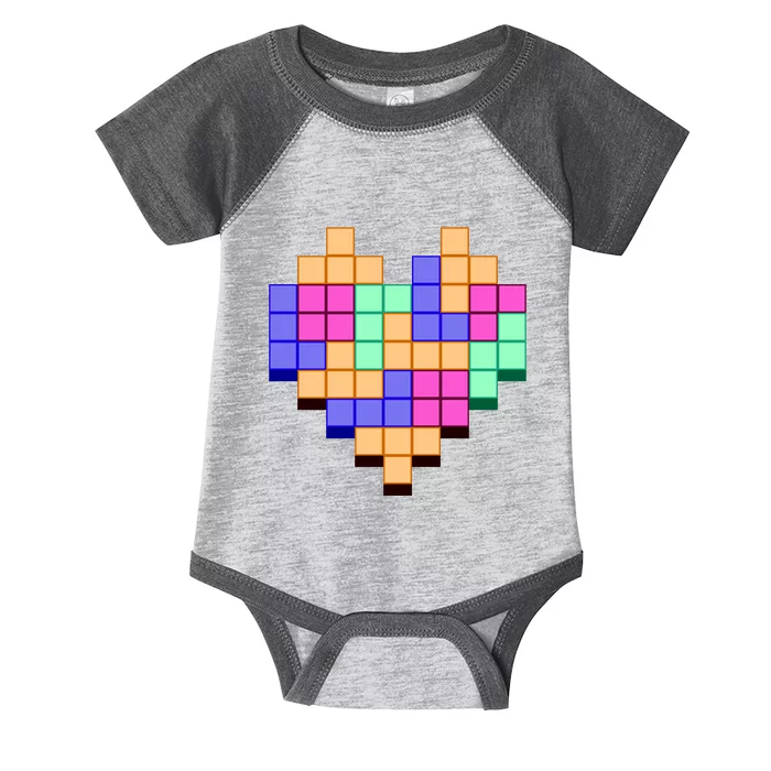 Heart Block Game Valentine's Day Gamer Love Infant Baby Jersey Bodysuit