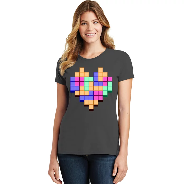 Heart Block Game Valentine's Day Gamer Love Women's T-Shirt