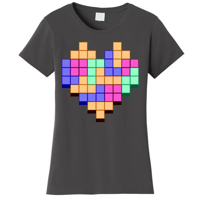 Heart Block Game Valentine's Day Gamer Love Women's T-Shirt