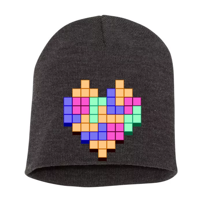 Heart Block Game Valentine's Day Gamer Love Short Acrylic Beanie