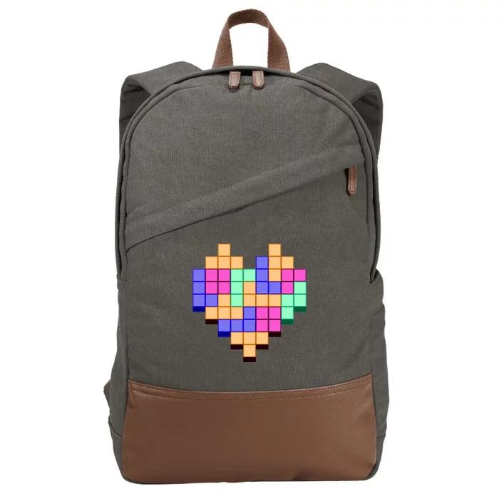 Heart Block Game Valentine's Day Gamer Love Cotton Canvas Backpack