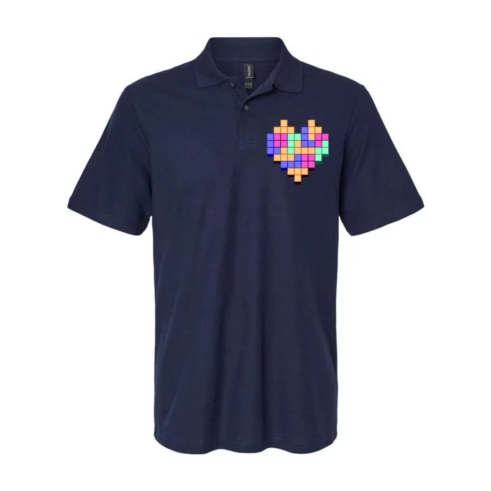 Heart Block Game Valentine's Day Gamer Love Softstyle Adult Sport Polo