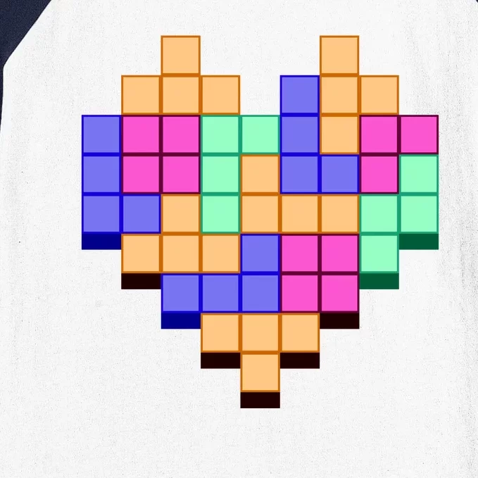 Heart Block Game Valentine's Day Gamer Love Baseball Sleeve Shirt