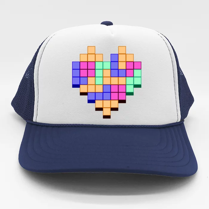 Heart Block Game Valentine's Day Gamer Love Trucker Hat