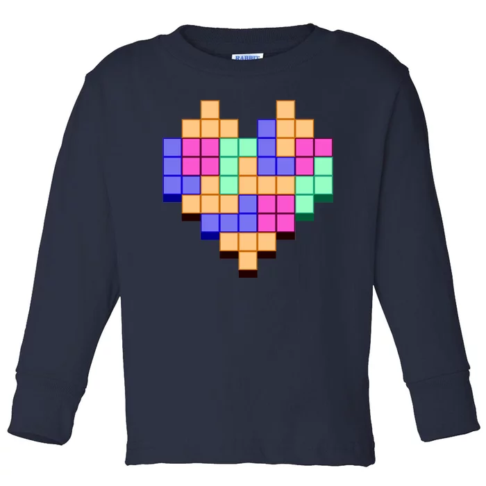 Heart Block Game Valentine's Day Gamer Love Toddler Long Sleeve Shirt