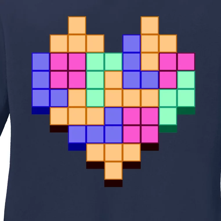 Heart Block Game Valentine's Day Gamer Love Ladies Long Sleeve Shirt