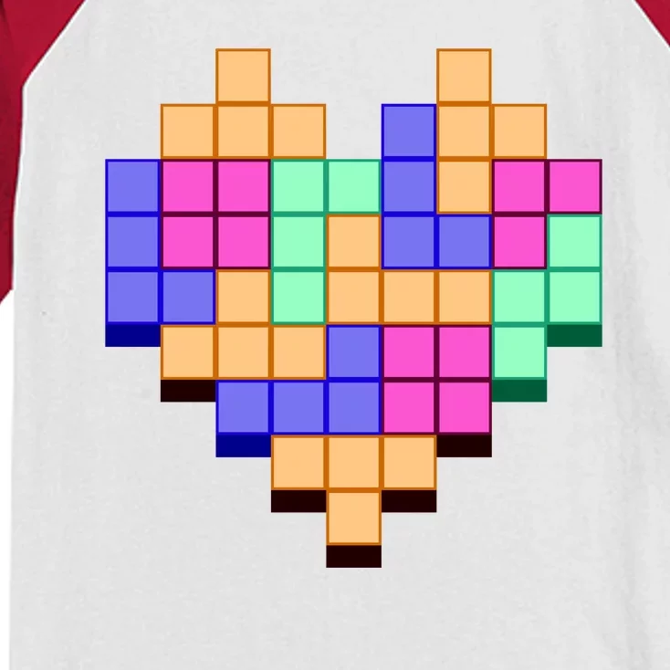 Heart Block Game Valentine's Day Gamer Love Kids Colorblock Raglan Jersey