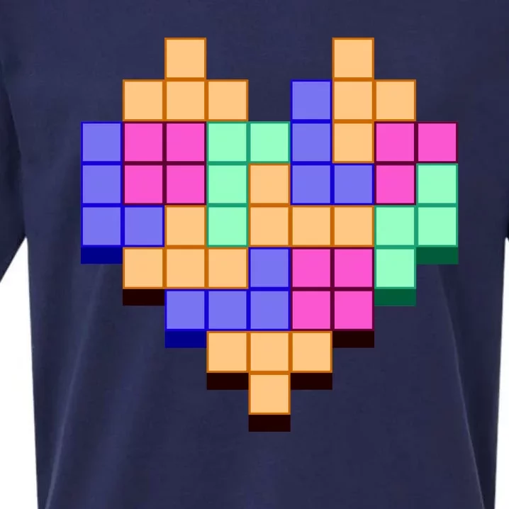 Heart Block Game Valentine's Day Gamer Love Sueded Cloud Jersey T-Shirt