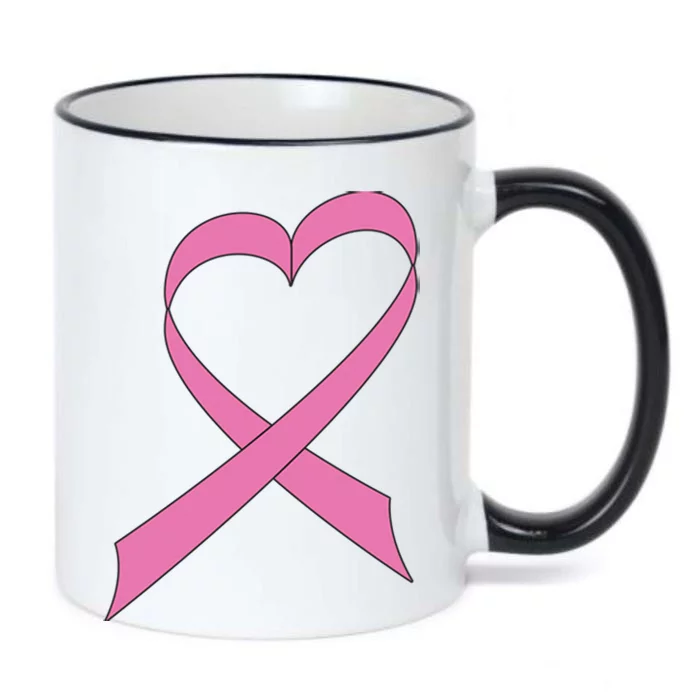 Heart Breast Cancer Ribbon Black Color Changing Mug