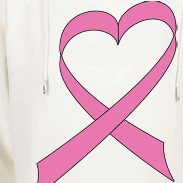 Heart Breast Cancer Ribbon Womens Funnel Neck Pullover Hood