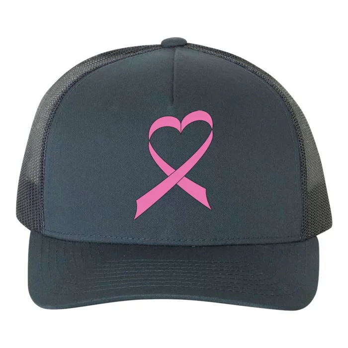 Heart Breast Cancer Ribbon Yupoong Adult 5-Panel Trucker Hat