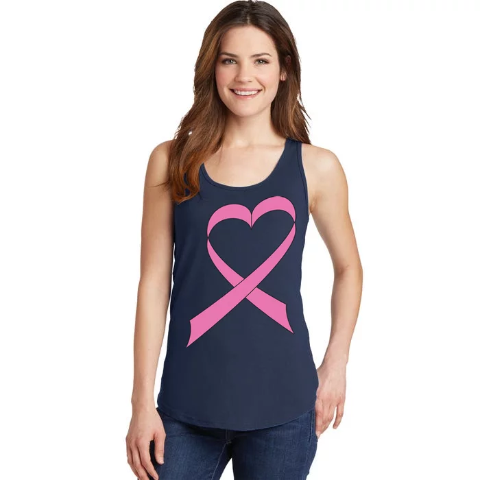 Heart Breast Cancer Ribbon Ladies Essential Tank