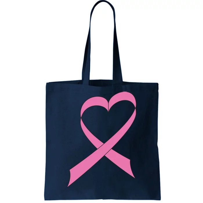 Heart Breast Cancer Ribbon Tote Bag