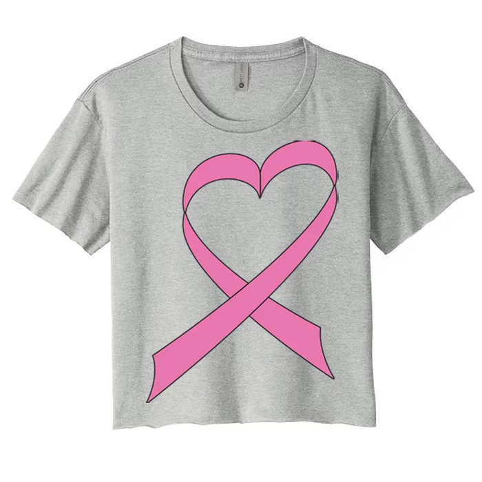 Heart Breast Cancer Ribbon Women's Crop Top Tee