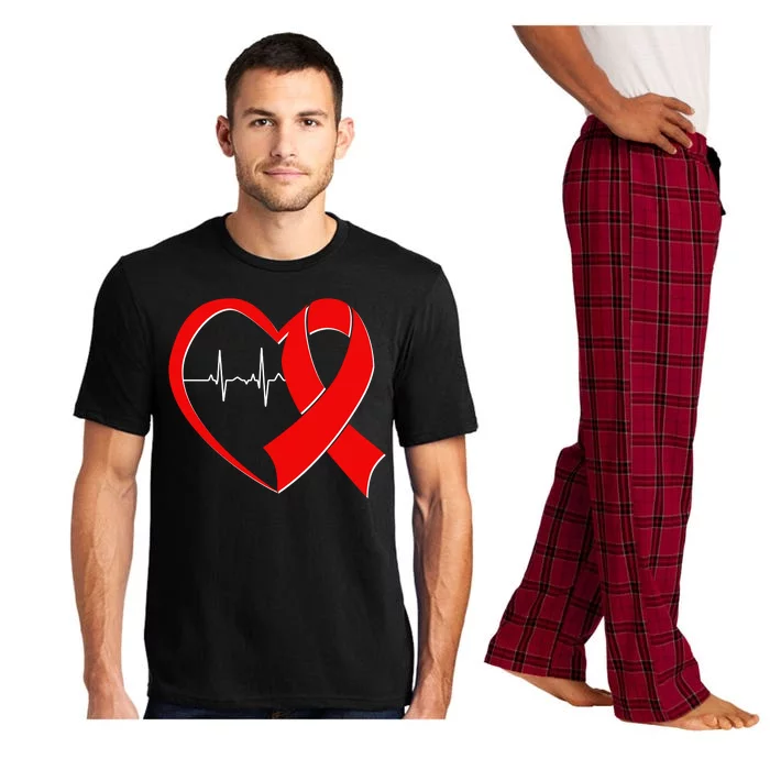 Heart Disease Health Awareness Heartbeat Red Ribbon Pajama Set