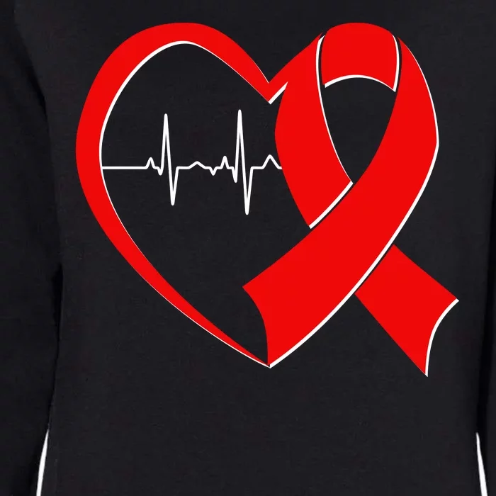 Heart Disease Health Awareness Heartbeat Red Ribbon Womens California Wash Sweatshirt