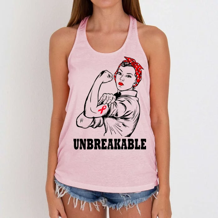 Heart Diseases Unbreakable We Can Do It Women's Knotted Racerback Tank